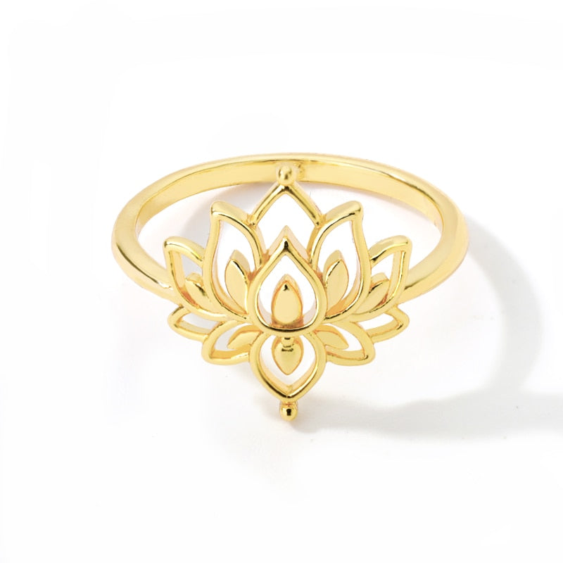 18K Gold Lotus Ring, Lotus Flower Ring, Dainty Lotus Ring for Women | eBay