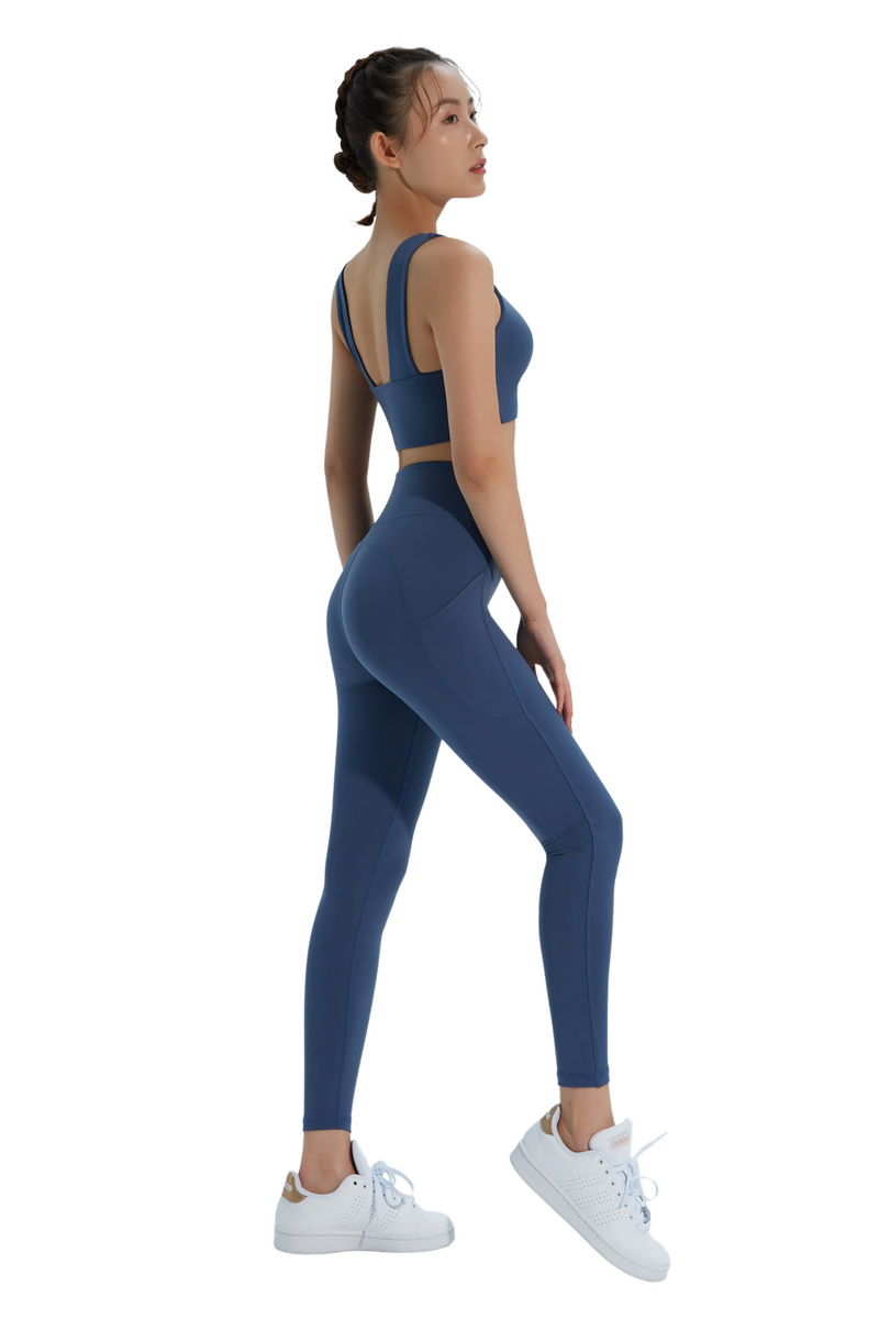 Selina Kumo™ Medium Support Bra + Pocket Leggings Set-Akari Athleisure