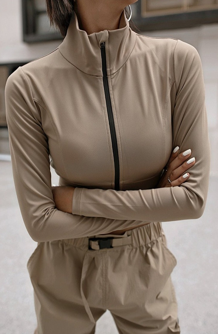 Kumo™ Autumn Breeze Zip Long Sleeves Crop Jacket