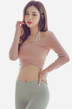 Layered V-Neck Long Sleeves Crop Top